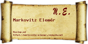 Markovitz Elemér névjegykártya